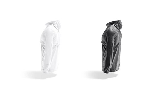 Blank black and white windbreaker mockup, looped rotation