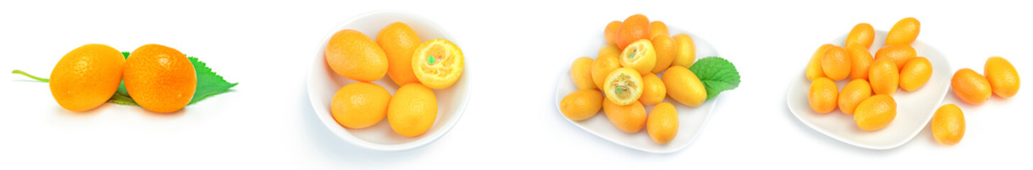 Collection of cumquats on a background