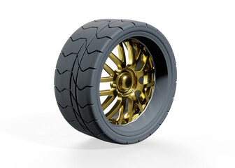 Obraz premium 3d render of a single car tire on a white background