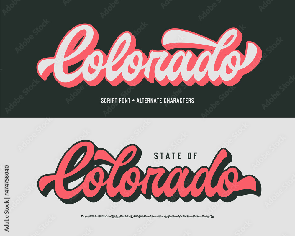 Poster original brush script font with alternate characters. vector