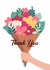 Thank you day card with bouquet