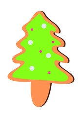 Gingerbread tree with green glaze traditional Christmas cookies
