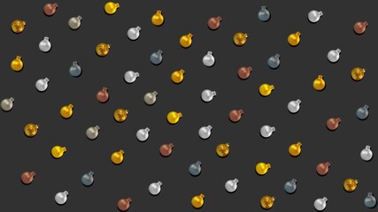 3d animation Christmas multicolor decoration on background