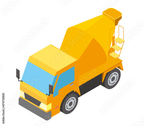 コンクリートミキサー車 トラックミキサー 働く車 働く自動車のアイソメトリックス デフォルメイラスト Concrete Mixing Transport Trucks Animation Wall Mural Animati Globeds