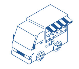移動販売車 キッチンカー 働く車 働く自動車のアイソメトリックス デフォルメイラスト Animation Wall Mural Animati Globeds