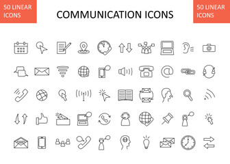 Vector illustration with communication icons - calendar; chat; message; speech; speech bubble; phone; call; telephone; mobile; arrow; envelope; mail.