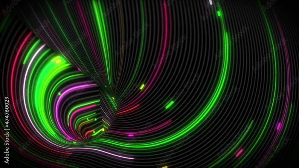 Poster spiral vortex streams of light on a surface with lines. colorful and decorative backgrounds for pres