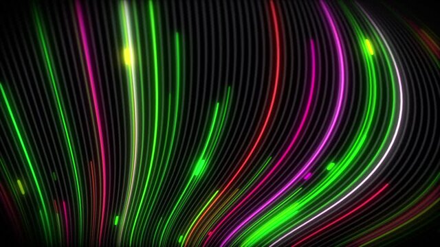 Spiral vortex streams of light on a surface with lines. Colorful and decorative backgrounds for presentations, holidays and footage. Light increasing wave movements
