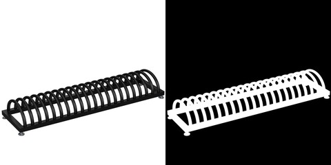 3D rendering illustration of a bicycle rack