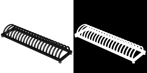 3D rendering illustration of a bicycle rack