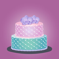 Cake with flowers and balloons