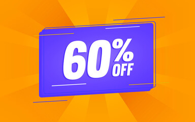 Discount for Sales. Purple balloon on a yellow background.