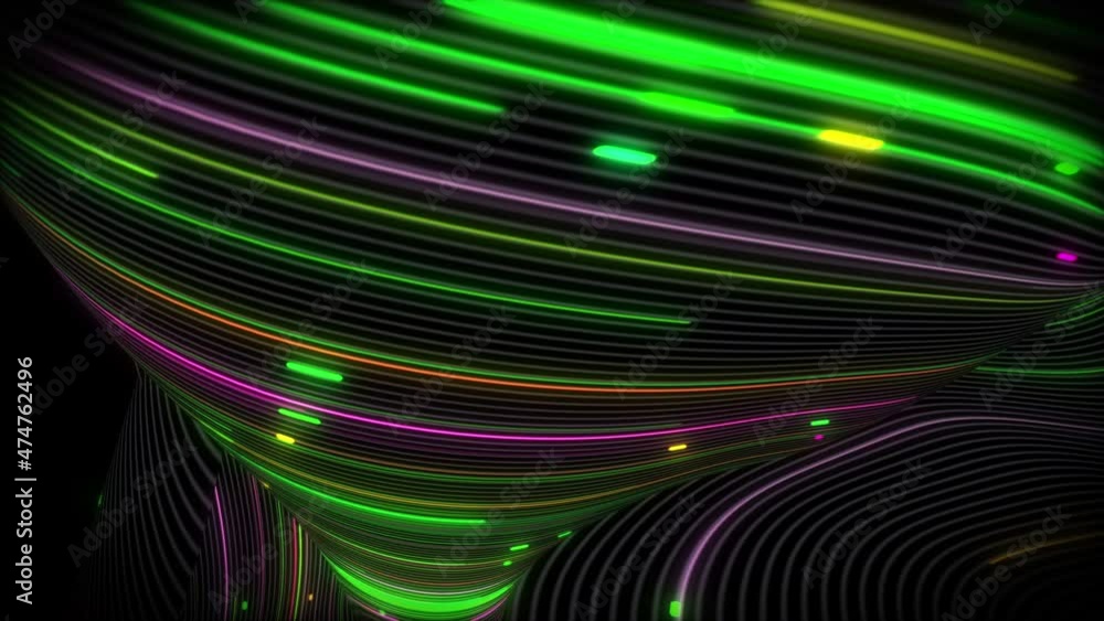 Poster spiral vortex streams of light on a surface with lines. colorful and decorative backgrounds for pres
