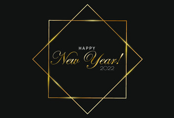 Happy New Year 2022.Minimalistic design of the New Year's banner.Golden Text. EPS 10.