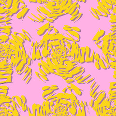 Naklejka premium Seamless vector pattern abstract texture ink stains on paper. doodle abstract seamless pattern irregular chaotic waves zigzags on contrasting background.