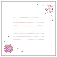 Greeting card page template. Greeting card with flowers. Happy birthday invitation card.