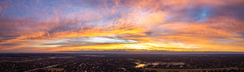 sunset over the town