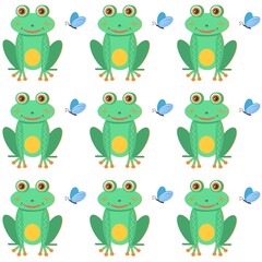 Obraz premium Frog. Bright vector background for kids. Vector illustration. Seamless pattern