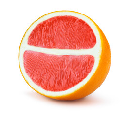 Half of grapefruit fruit slice isolated on white
