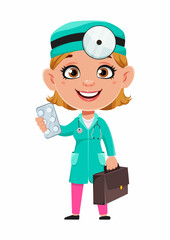 Doctor woman cartoon character