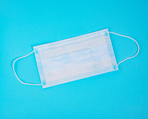 Medical breath clinic filter mask on blue background