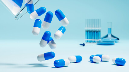 Pillole che cadono - illustrazione 3D © alexmat46