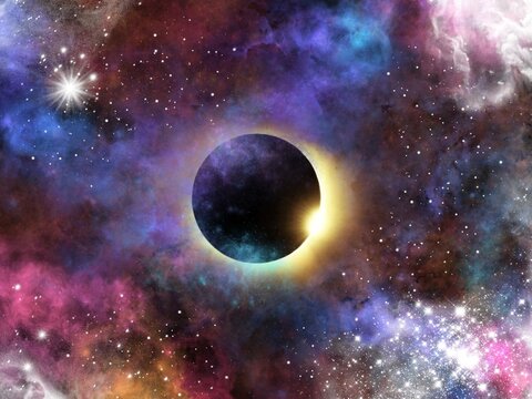a planet in the middle of the cosmos