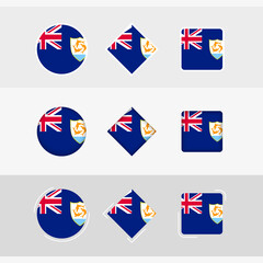 Obraz na płótnie Canvas Anguilla flag icons set, vector flag of Anguilla.