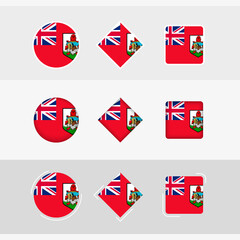 Bermuda flag icons set, vector flag of Bermuda.
