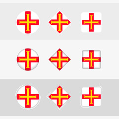 Guernsey flag icons set, vector flag of Guernsey.