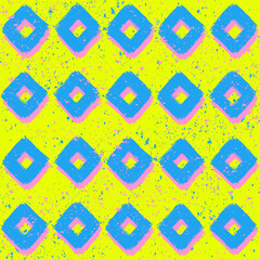 Trendy grunge seamless pattern. Colorful geometric print with abstract shapes design.