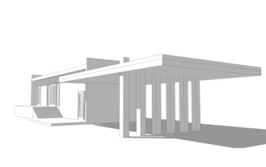 3d render of a building