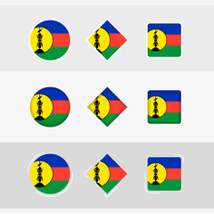 New Caledonia flag icons set, vector flag of New Caledonia.