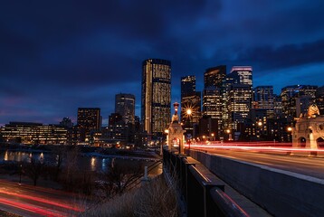 Fototapeta na wymiar Downtown Calgary At Night