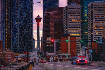 Downtown Calgary Roads At Sunrise