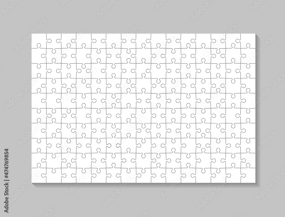 Poster puzzle piece pattern. realistic template of jigsaw. grid of scheme. square for game. white texture o