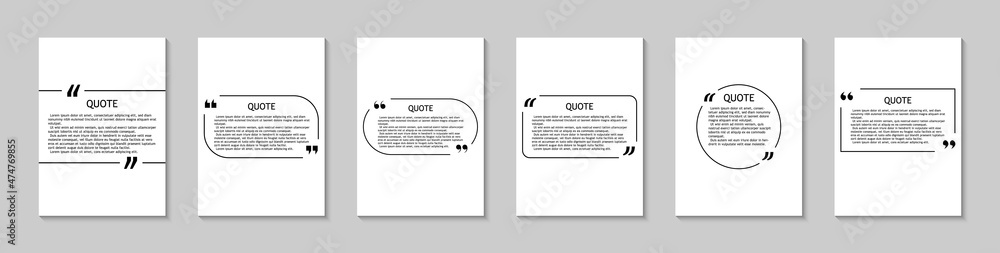 Poster quote in box of notebook. square template for text bubbles with quotation. background with frame for