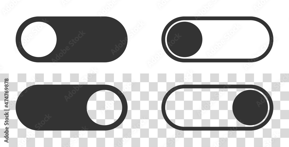 Fototapete Switch icon. Toggle button. Ui slider for web and mobile app. Outline icon isolated on transparent background. Interface for navigation in computer. Vector