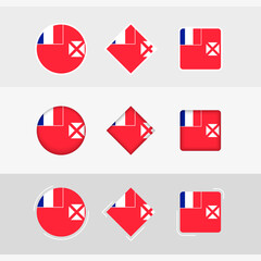 Wallis and Futuna flag icons set, vector flag of Wallis and Futuna.
