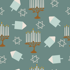 Jewish holiday Hanukkah seamless pattern background. Vector illustration.