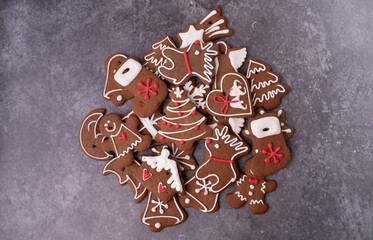 background with christmas gingerbread and spices decorations