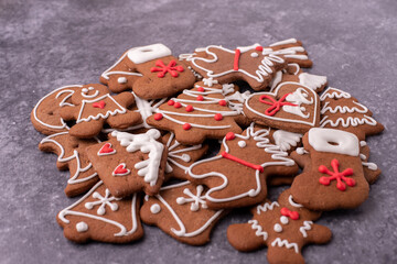 background with christmas gingerbread and spices decorations