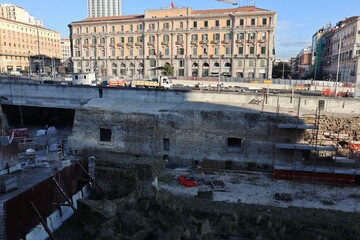 Napoli - Cantiere della nuova metropolitana in Piazza Municipio