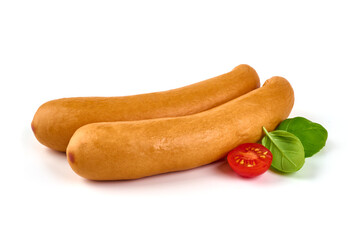 Frankfurter sausages, isolated on white background.