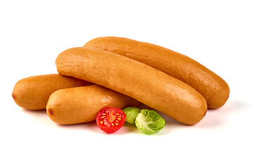 Frankfurter sausages, isolated on white background.