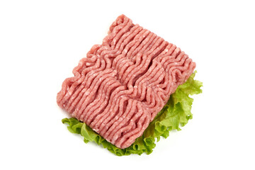 Pork Minced meat, isolated on white background.