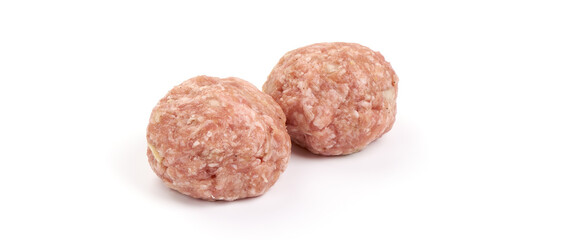 Minced meat patties, isolated on white background.
