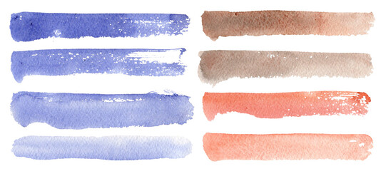 Brush strokes illustrations set. Watercolor brush strokes. 