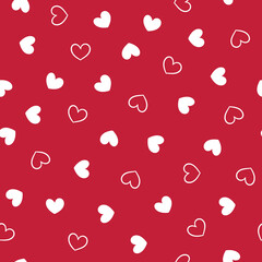 Seamless pattern of red with white hearts. Digital papers hearts. Valentine's day pattern with heart