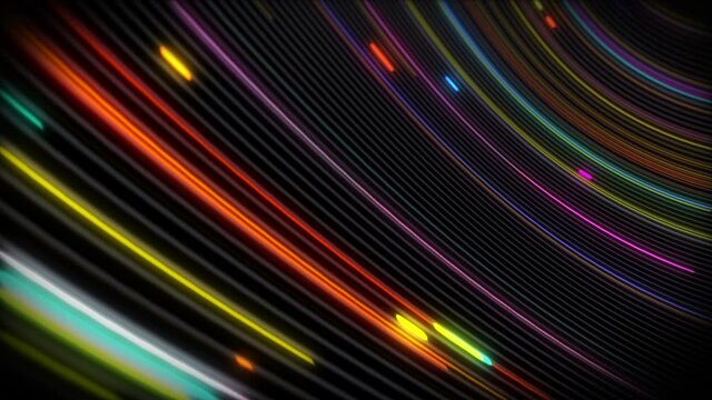 Spiral vortex streams of light on a surface with lines. Colorful and decorative backgrounds for presentations, holidays and footage. Light increasing wave movements
